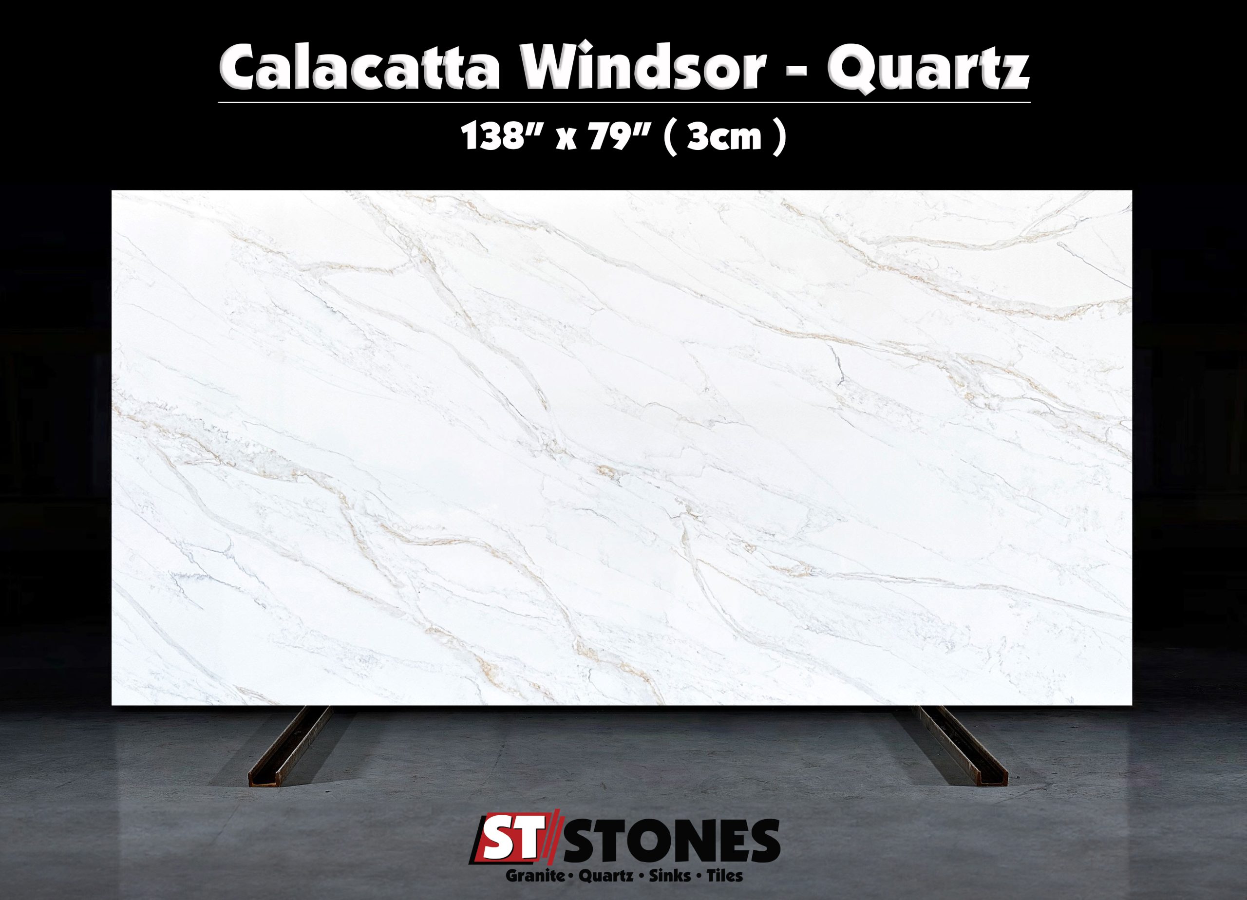 Calacatta Windsor 75sqft Quartz 3CM