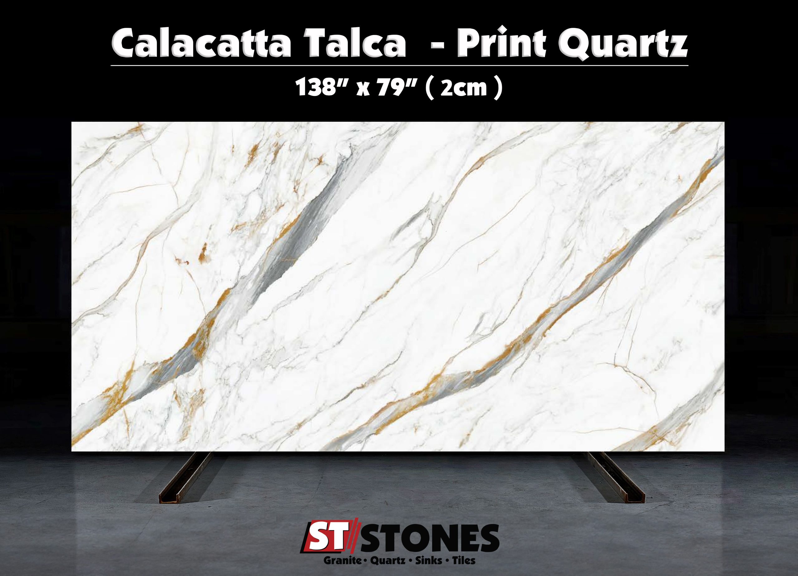 Calacatta Talca 75sqft PrintQuartz 2CM