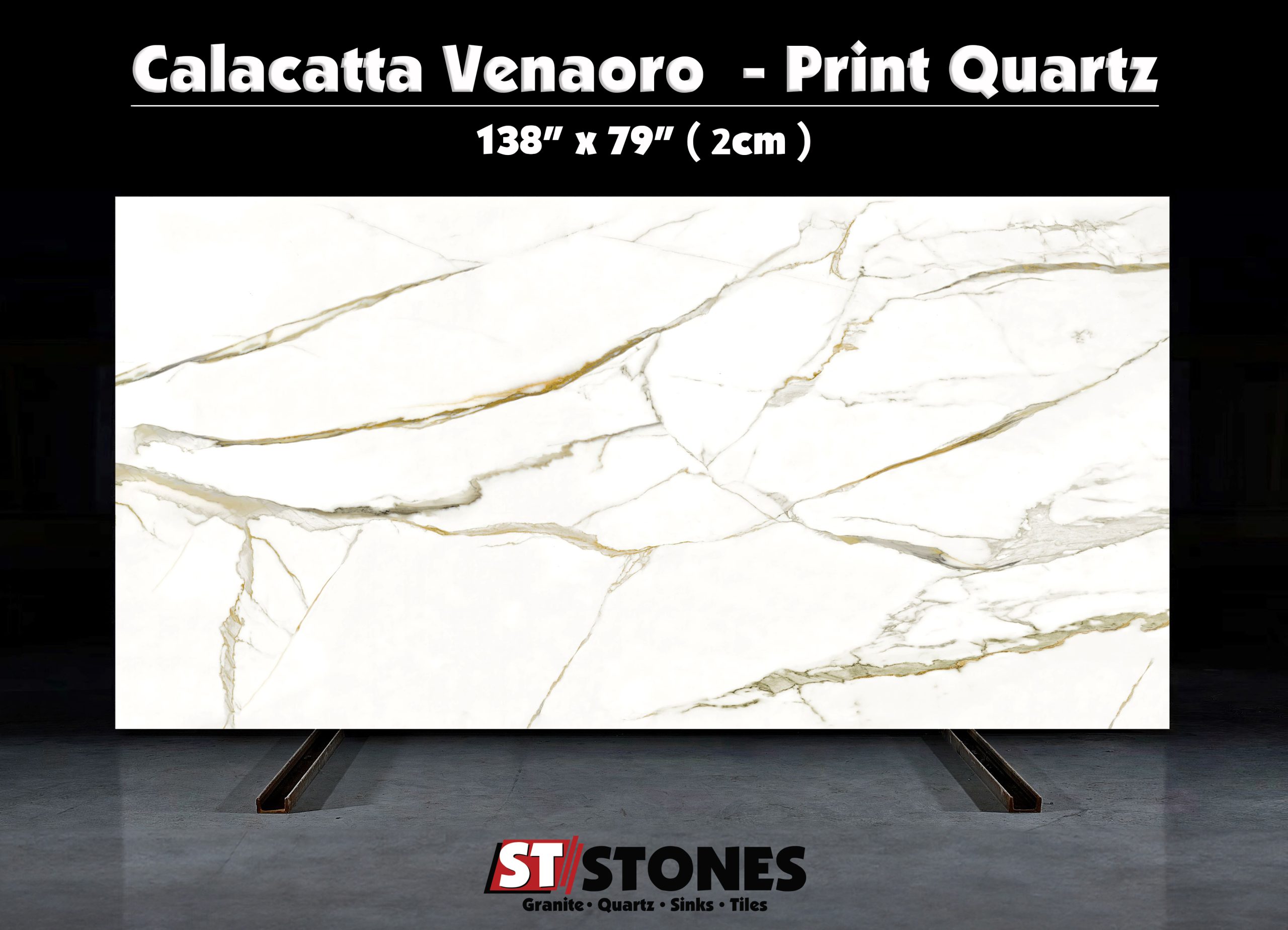 Calacatta Venaoro 75sqft PrintQuartz 2CM