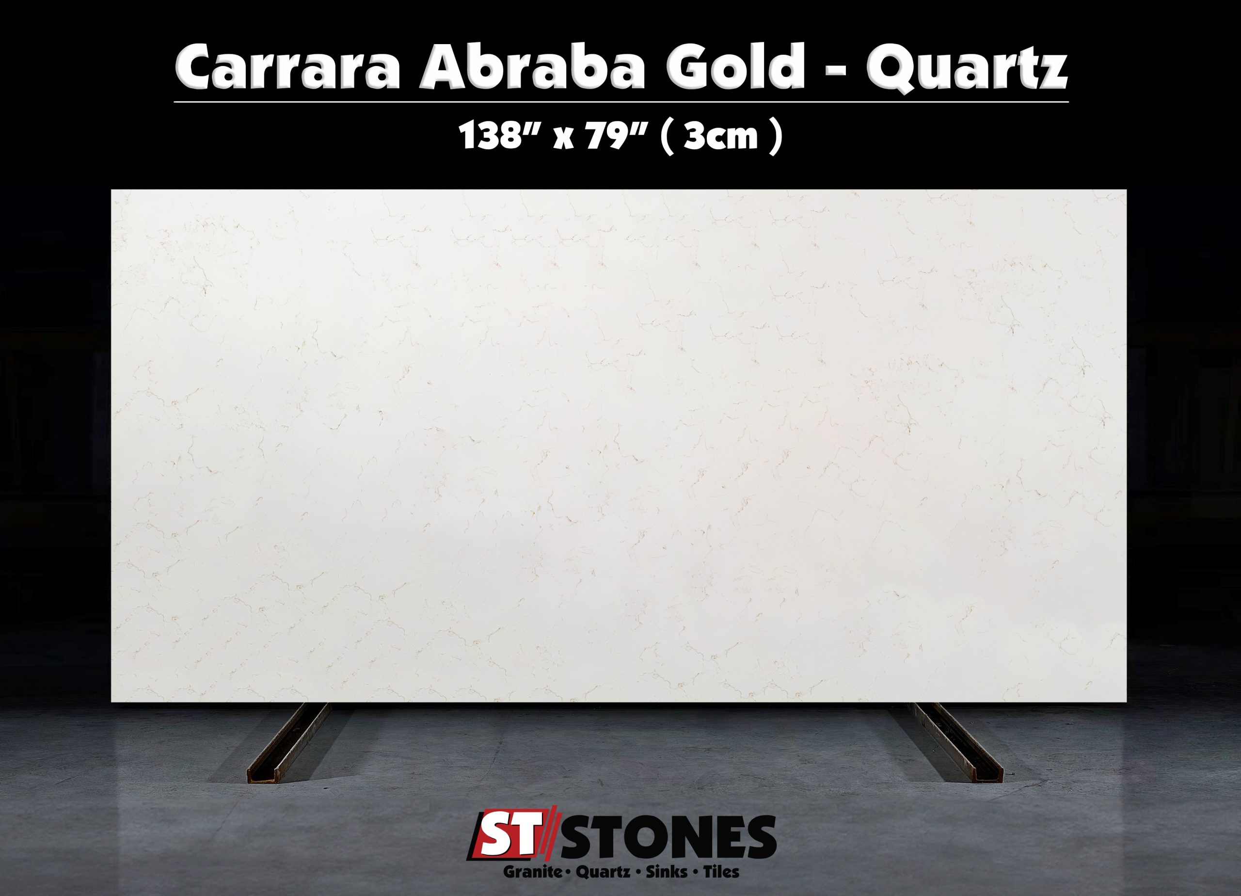 Carrara AbrabaGold 75sqft Quartz 3CM